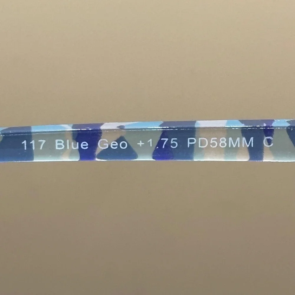 Blue Geo 117 Reading Glasses +1.75 Strength Smoke Grey Round Frames PD58MM